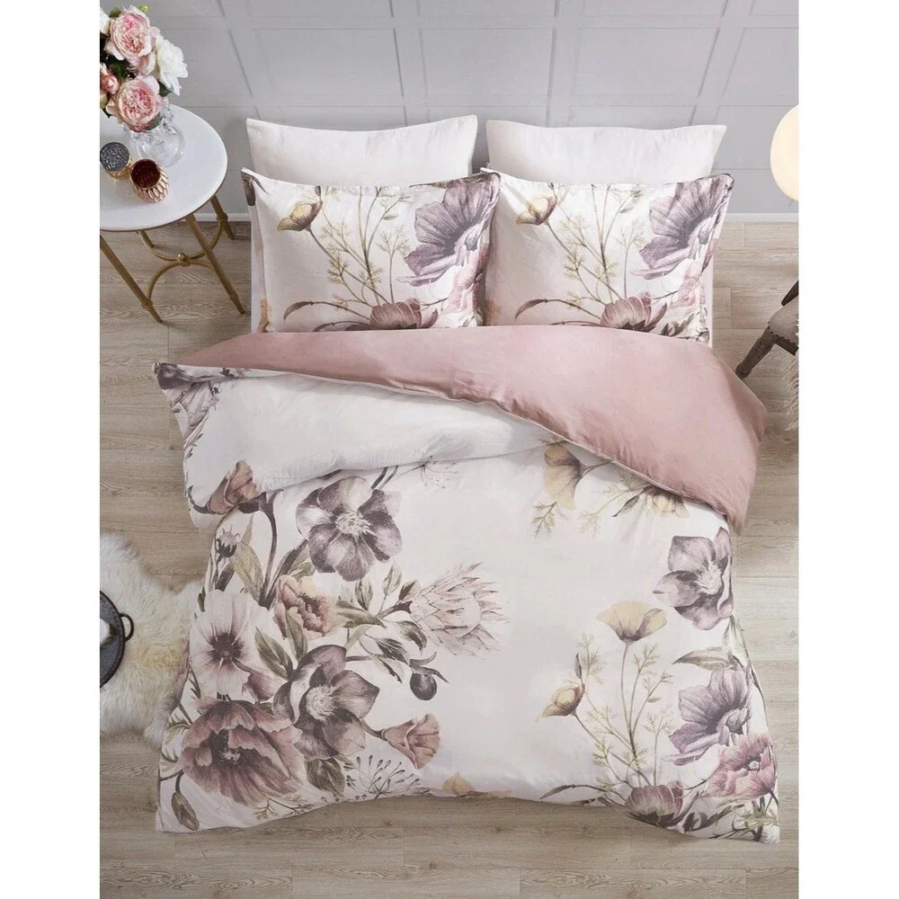 3pc Full/Queen Maddy Cotton Printed Duvet Cover Set Blush - Madison Park NEW